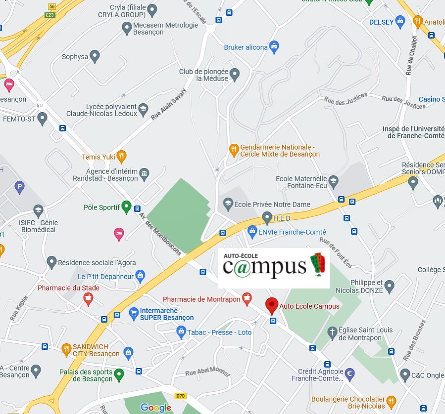 Map auto-école campus besancon