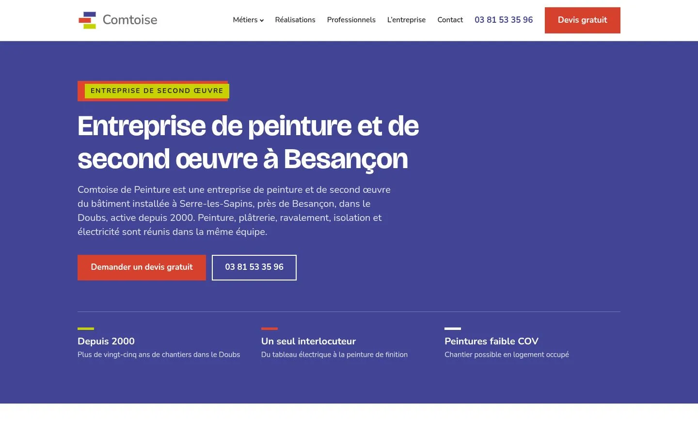 Capture du site Comtoise de Peinture